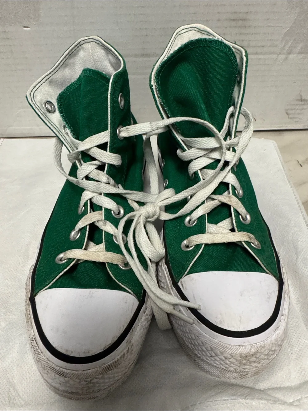 Converse Green Canvas High-Top Sneakers with White Soles
